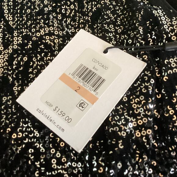 Calvin Klein Velvet Sequin Snake Print Sheath Cocktail Dress 2 NWT $159 - Picture 6 of 9